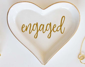 Engaged Trinket Tray, Engaged Wedding Ring Holder, Engaged Engagement Ring Dish, Ring Dish for the Bride, Wedding Ring Dish, Engagement Gift