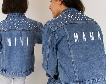 Jean jacket with mama on cheap back