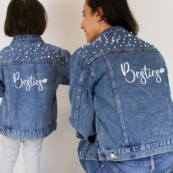 Blue Pearl Mom and Daughter Denim Jacket, Denim Jacket, Mama Mini Jean Jacket, Mother and Child Matching Outfits, Mother's Day Jacket Gifts