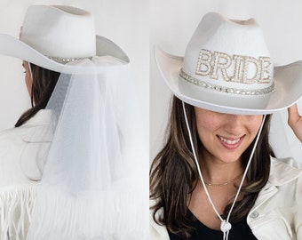 Cowboy Hats With Veil Bachelorette Party Gifts, Hats with Veil Bridal Hat, Bride Cowboy Party Hats With Veil, Bridal Shower Veil Cowboy Hats