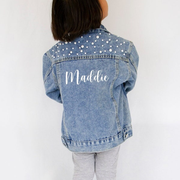 Blue Pearl Personalized Denim Jacket for Kids, Kid's Jean Jacket, Custom Denim Jacket for Kids, Personalized Blue Pearl Denim Jacket Gifts