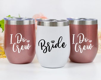Bicchieri da vino per la sposa, bicchieri da vino per la damigella d'onore, bicchieri da vino per la damigella d'onore, bicchieri da vino per l'addio al nubilato, bicchieri da vino per la festa di nozze