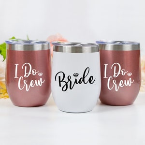 Braut Weingläser, Brautjungfer Weingläser, Brautjungfer Weingläser, Junggesellinnenabschied Weingläser, Hochzeitsfeier Weingläser
