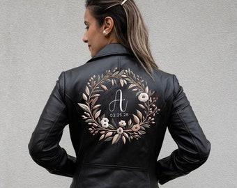 Custom Initial Embroidery Leather Jackets, Personalized Bachelorette Leather Jacket Gifts, Custom Leather Jacket for the Bride, Jacket Gifts