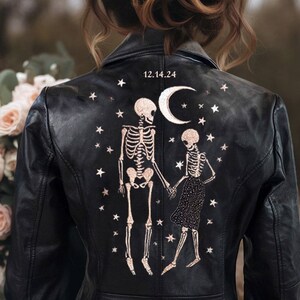 Embroidered leather jacket sale