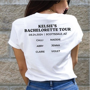 Bachelorette Tour Shirt Party Trip Minimalist Bridal Bride Bridesmaid Bachelorette Crewneck Tee, Personalized Bachelorette Shirts