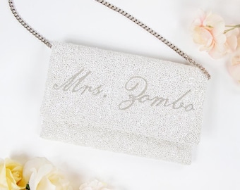 Pochette da sposa, Borsa da sposa, Borsa da signora, Pochette da sposa, Pochette personalizzata, Pochette con nome, Borsa con nome della sposa, Borsa da sposa, Pochette da sposa personalizzata (LHFC)