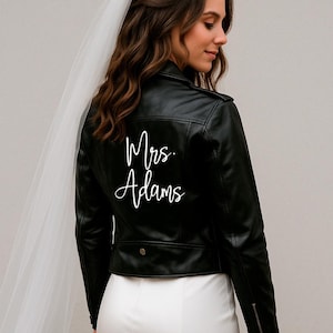 Personalized Mrs Jackets for Brides, Wedding Leather Jackets, Wedding Party Leather Jacket, Personalized Bridal Bachelorette Leather Jacket
