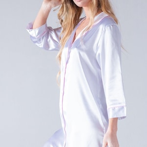 Bridesmaid Pajamas, Bridesmaid PJ, Bridesmaid Gift, Pajamas, Bridal Pjs, Satin Pjs, Bridesmaid Pj Set, White Pjs, Satin Night Shirt Pajama