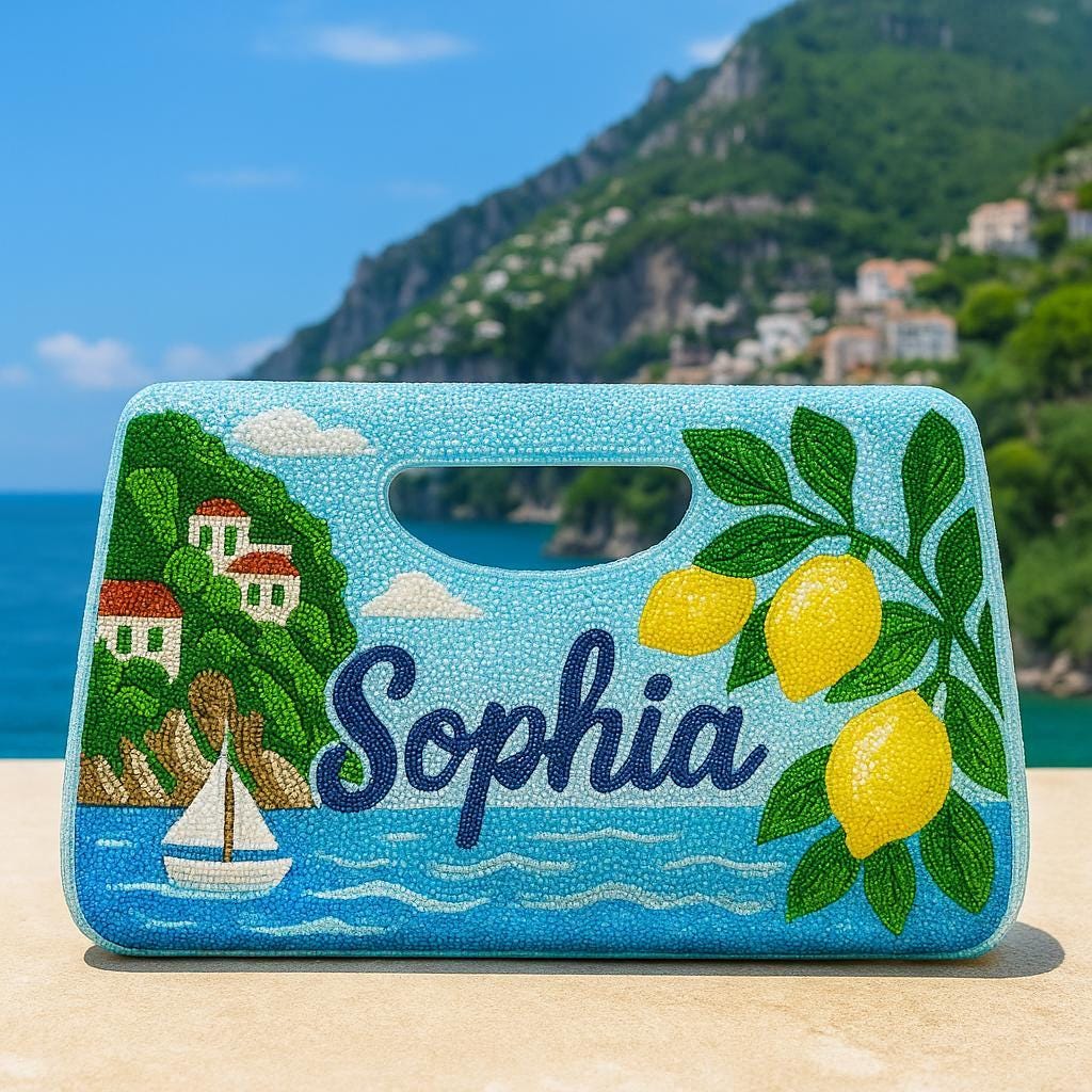 Personalized Beaded Bag, Personalized Purses, Custom Handbag, Custom Beach Clutch, Nautical Beaded Bags, Summer Vacation Bags, Brunch Bag