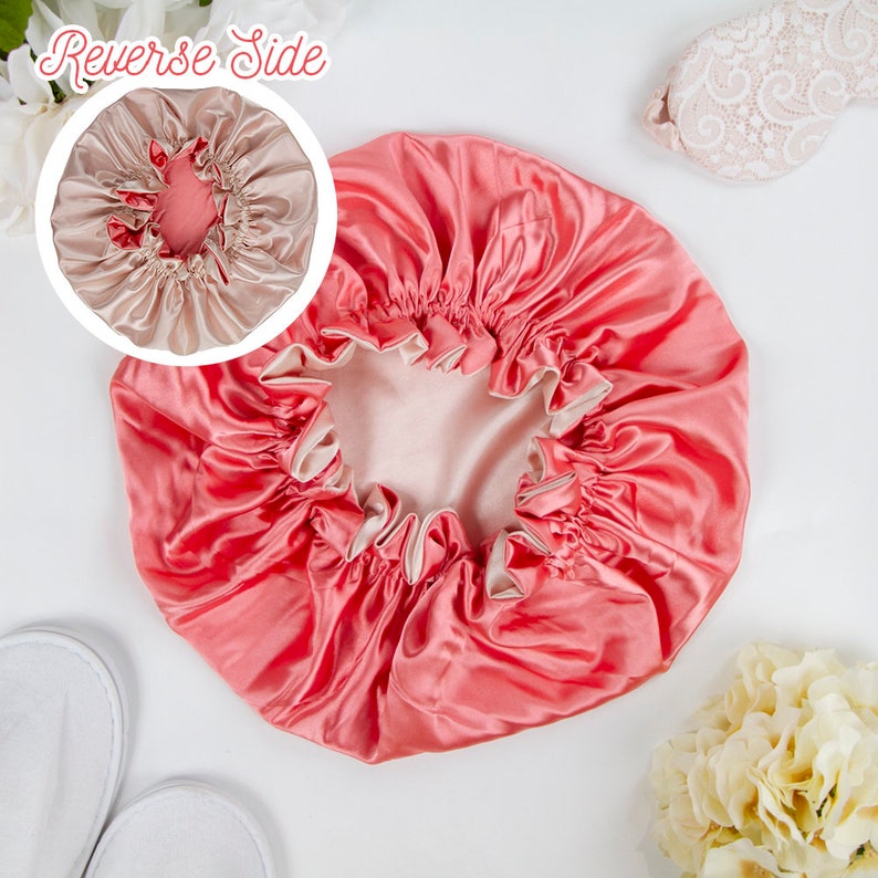 Silky Satin Sleeping Bonnet, Hair Bonnet for Women, Curly and Natural Hair Silky Satin Bonnet Gift, Reversible Satin Bonnet Gifts for Women image 6