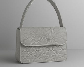 Elegant Silver Handbag, Embroidered Purse, Silver Evening Bag, Luxury Embroidered Handbag, Silver Wedding Bags, Embroidered Evening Bag Gift
