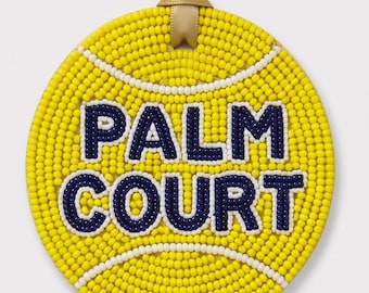 Personalized Tennis Ball Beaded Christmas Ornament, Custom Name Tennis Player Holiday Gift, Double Sided Glass Seed Bead Tree Decor