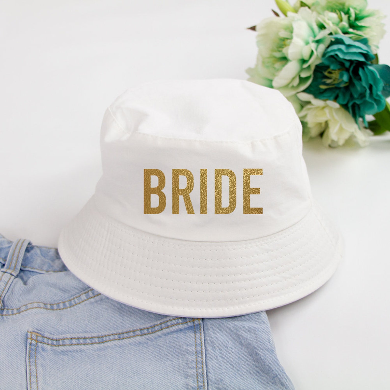 Bride Bucket Hat Bridal Bucket Custom Bride Bucket Hat Etsy