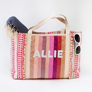 Rose All Day Canvas Tote Bag, Boho Tote Bag, Bachelorette Beaded Tote Bag, Bridal Beaded Tote Bag, Boho Tote Bag Gifts, Wedding Boho Totes image 3