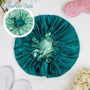 Reversible Satin Bonnet for Women, Double Layer Sleep Cap, Curly Hair Bonnet, Silky Night Cap for Natural Hair, Soft Hair Wrap Frizz Control image 6