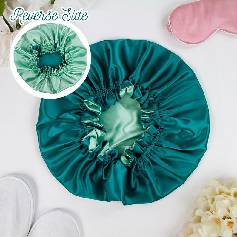 Reversible Satin Bonnet for Women, Double Layer Sleep Cap, Curly Hair Bonnet, Silky Night Cap for Natural Hair, Soft Hair Wrap Frizz Control image 6