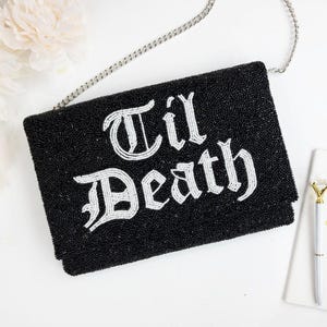 Gothic Bride Clutch Bag, Gothic Clutch Bag for Bride, Black Bridal Clutch Bag, Black Bridal Beaded Clutch Purse, Gothic Wedding Clutch