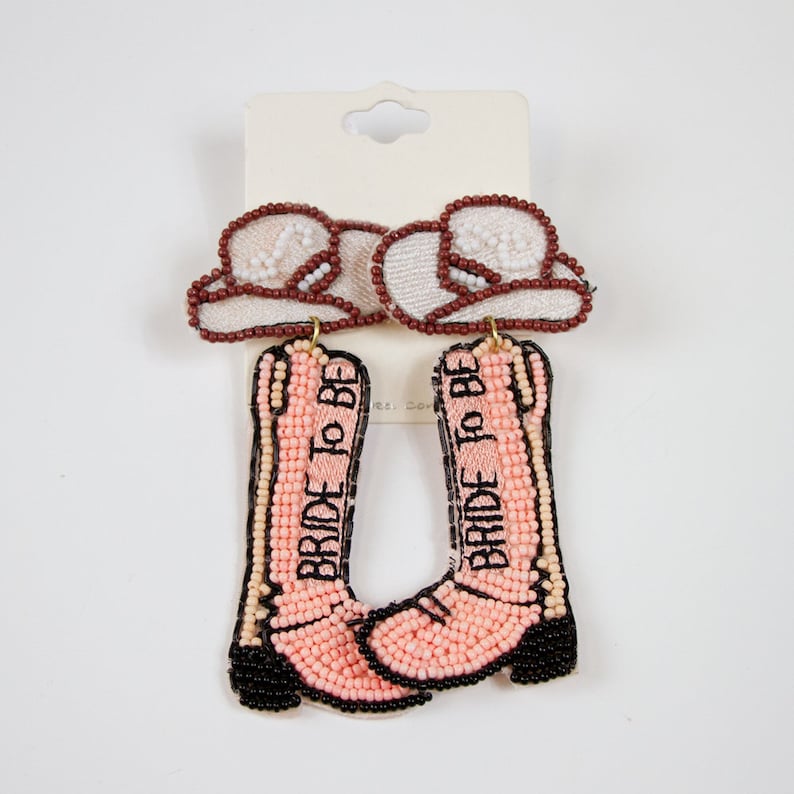 Cowboy Boots Beaded Earrings Cowboy Hat Seed Bead Earrings Etsy
