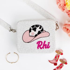 Borsa a scatola di perline personalizzata, pochette a scatola di perline personalizzata, borsa a scatola di perline di semi personalizzata, pochette a scatola di perline di semi con nome personalizzato, regalo pochette di perline (GD)