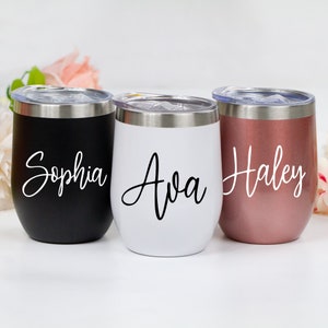 Benutzerdefinierte Name Weinbecher, Hochzeit Party Weinbecher, Junggesellinnenabschied Weinbecher, Brautjungfer Geschenke, kundenspezifische Braut Weinbecher Geschenke