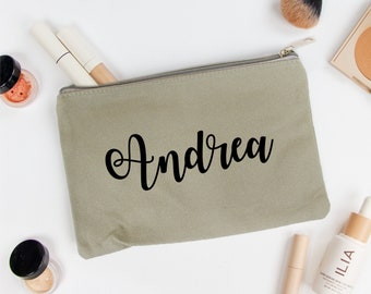 Custom Name Canvas Makeup Bag, Bridal Party Gift