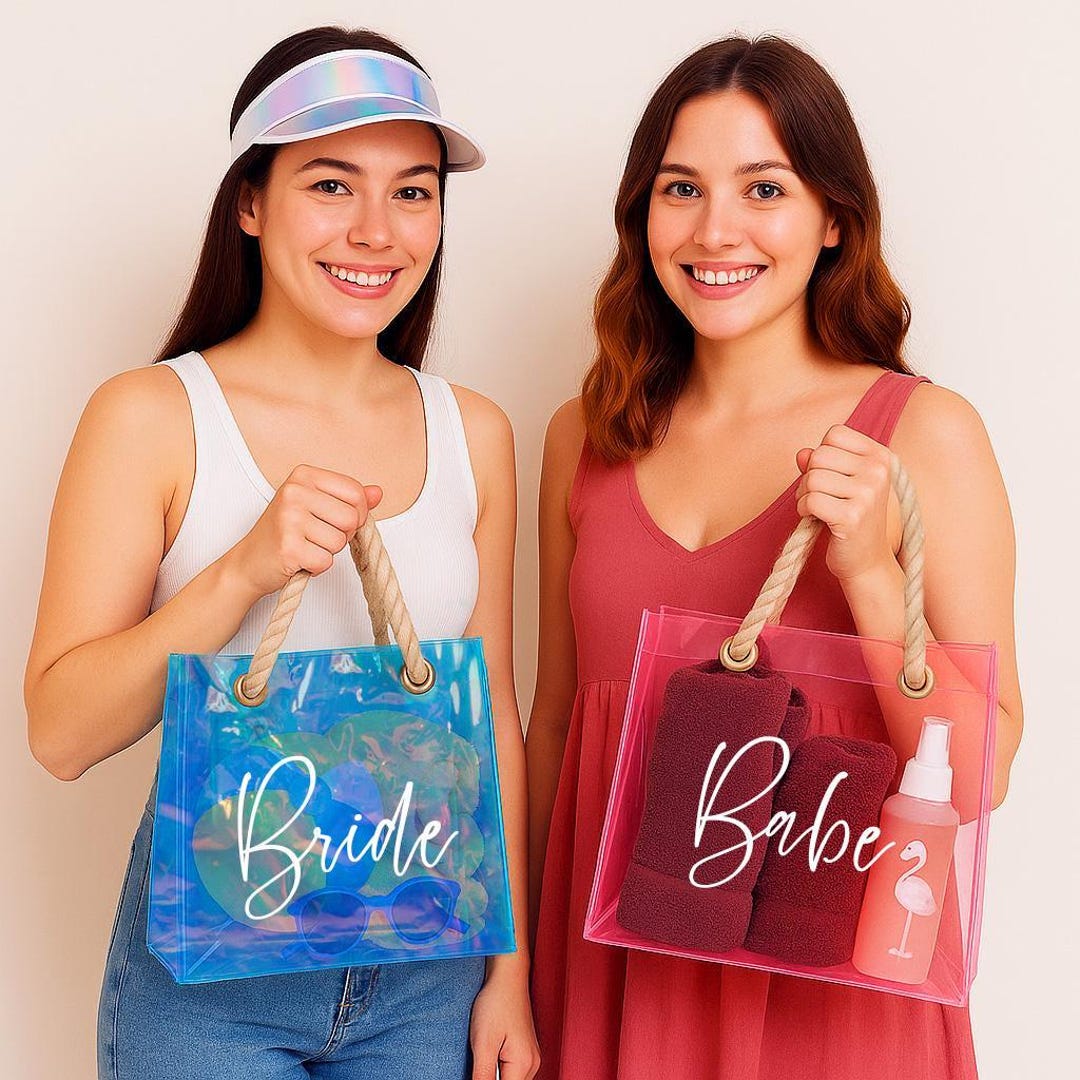 Bachelorette Beach Tote Bag, Custom Clear Bag, Personalized Bridesmaid ...