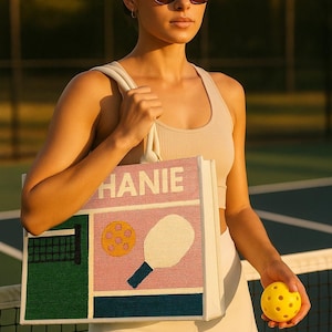 Sac de pickleball personnalisé, Sac fourre-tout à monogramme personnalisé, Organiseur de matériel de pickleball, Sac de pickleball, Porte-monnaie surdimensionné avec nom personnalisé, Cabas personnalisés image 2