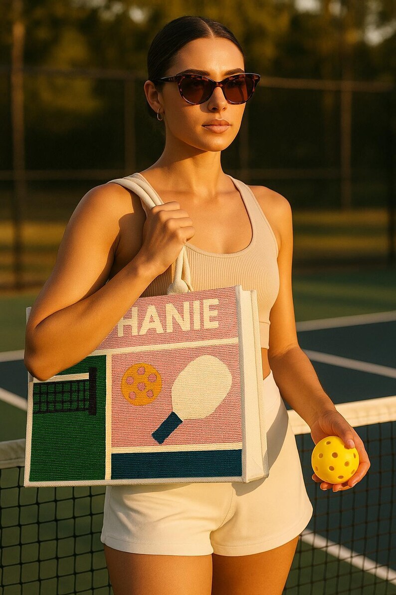 Sac de pickleball personnalisé, Sac fourre-tout à monogramme personnalisé, Organiseur de matériel de pickleball, Sac de pickleball, Porte-monnaie surdimensionné avec nom personnalisé, Cabas personnalisés image 2
