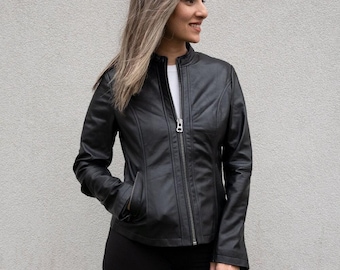 Classic Leather Jacket, Women's Leather Jacket, 100% Leather Jacket for Women, Classic Women's Leather Jacket, Leather Jacket Gift for Women