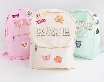 Sewn On Patches Personalized Kids Backpack, Customizable Childrens Backpack, Personalized Kids Bag, Childrens Backpack with Customized Patch