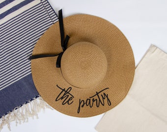 The Party Sun Hat, Wife of the Party Beach Hat, Honeymoon Floppy Hat, Bachelorette Party Floppy Hat, Bride Floppy Hat, Bride to be Gifts