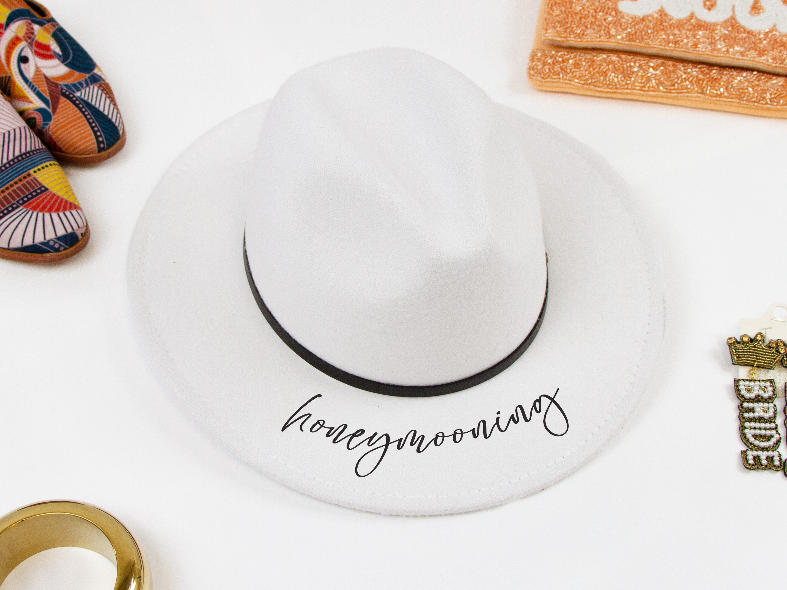 Honeymooning Hat, Honeymoon Hat, Bride Hat, Bride Fedora Hat  display picture 3