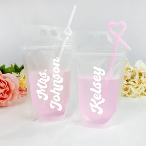 Custom Bachelorette Party Drink Pouches, Personalized Bachelorette Drink Bags, Custom Bridal Beverage Pouches, Customized Cocktail Bag Favor
