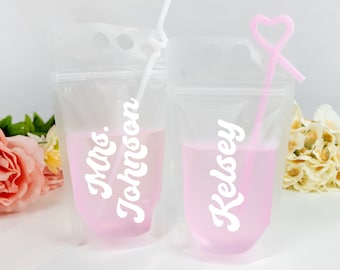 Custom Bachelorette Party Drink Pouches, Personalized Bachelorette Drink Bags, Custom Bridal Beverage Pouches, Customized Cocktail Bag Favor