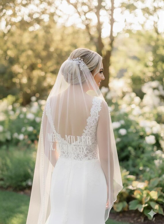 Pearl Beaded Veil, Bridal Pearl Veil, Wedding Veil Pearls  display picture 1
