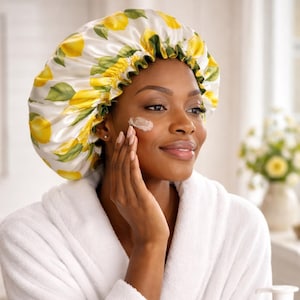 Reversible Satin Bonnet for Women, Double Layer Sleep Cap, Curly Hair Bonnet, Silky Night Cap for Natural Hair, Soft Hair Wrap Frizz Control image 14