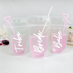 Bachelorette Drink Pouches, Personalized Bride Beverage Bag Customized Party Drink Pouch, Custom Drink Bag Favors Personalized Drink Pouches