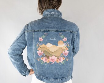 Personalized Wedding Denim Jacket, Bachelorette Jean Jacket, Bridal Jacket Gifts, Bride Jean Jacket Gift, Customized Denim Jackets for Bride