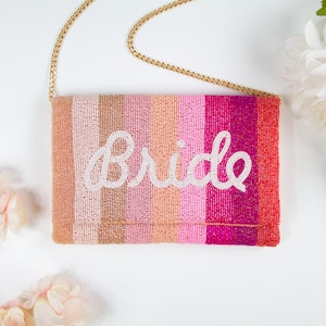 Bride Clutch Bag, Bride Seed Bead Clutch Purse, Beaded Clutch Bag, Custom Beaded Clutch Purse, Pink Beaded Clutch Bag, Wedding Clutch Bag