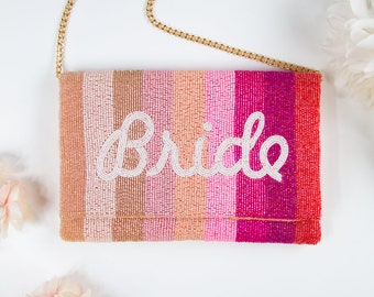 Bruid clutch bag, bruid zaad kraal clutch portemonnee, kralen clutch bag, aangepaste kralen clutch portemonnee, roze kralen clutch bag, bruiloft clutch bag