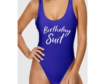 Birthday Suit One Piece Swimsuit - Birthday One Piece Swimsuit-High Cut Swimsuit-Birthday Party Swimsuit-Personalized Birthday Swimsuit (28)