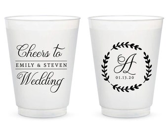 Personalized Wedding Frosted Cups, Customized Plastic Frosted Wedding Cups, Frosted Cups, Wedding Frosted Cups, Wedding Party Favors (48)