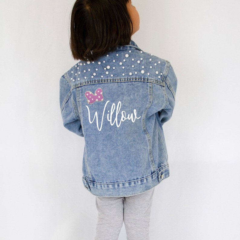 Blue Pearl Denim Jacket, Personalized Name Kid's Jean Jacket, Custom Jean Jacket for Kids Gifts, Personalized Blue Pearl Denim Jacket Gifts image 5