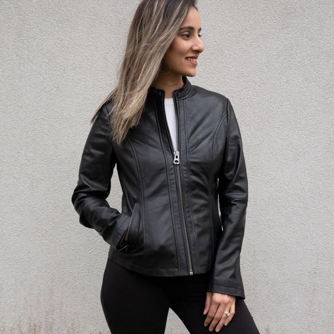 Classic Leather Jacket, Women's Leather Jacket, 100% Leather