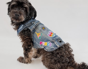 Custom Denim Vest for Tiny Dog, Personalized Denim Jacket for Small Dog, Customized Dog Blue Jean Jacket, Personalized Dog Denim Jacket Vest