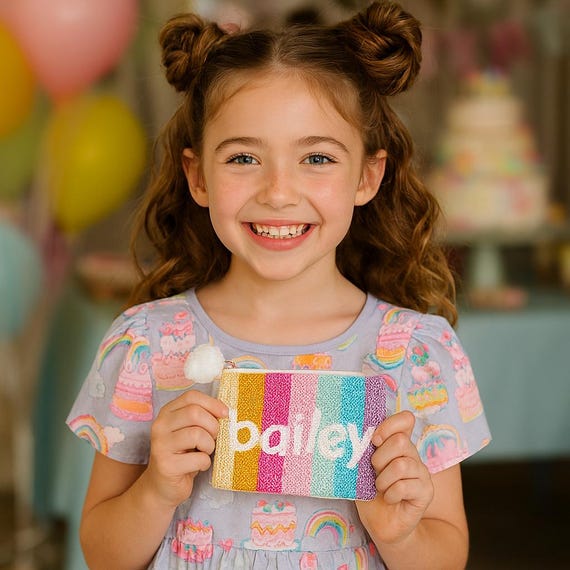 Fun Printed Coin Wallet, Kids Personalized Pouch, Custom Name Coin
