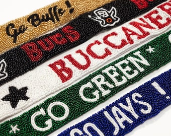 Customized Bag Strap, Beaded Purse Strap, Seed Bead School Spirit Purse Strap, Custom Beaded Strap, Custom Bag Strap, Personalized Bag Strap