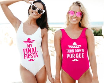 My Final Fiesta Bachelorette Party Swimsuit, Custom Swimsuit Gifts, Personalized Bachelorette Party Swimsuit, Bridesmaid One Piece Swimsuits