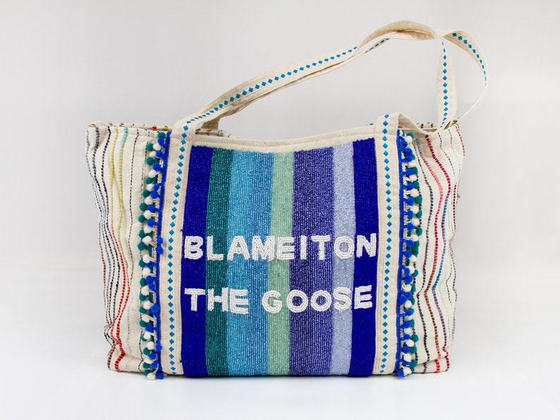 Strandmöbelväska med pärlor i boho-stil, möhippor, tygväska med pärlor för brud, söta tygväskor i tyg för bröllop, tygväska för brud bild 1
